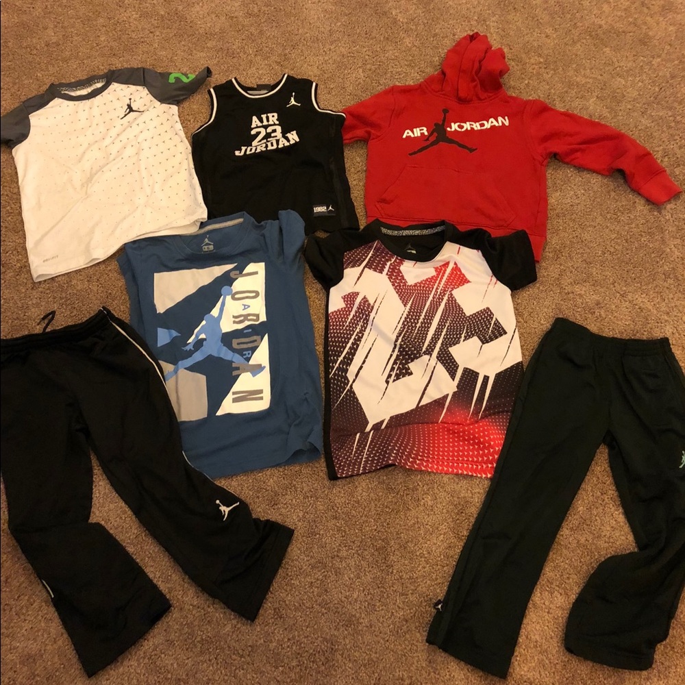 Jordan brand Boys size 5-8 5 shirts and 2 pants